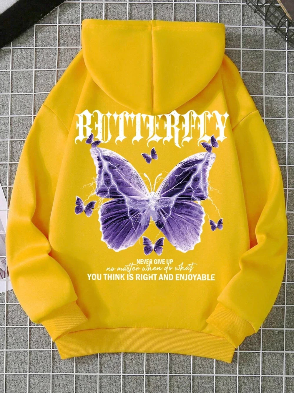 Butterfly Print Fleece Hoodie | Women's Casual Pullover Sweatshirt