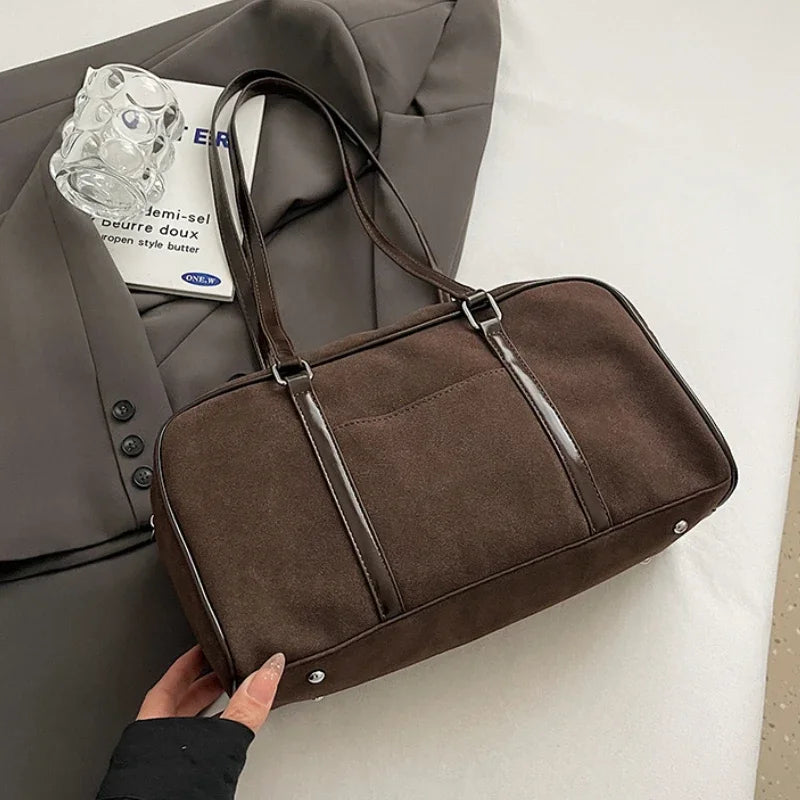 Faux Suede Shoulder Bag