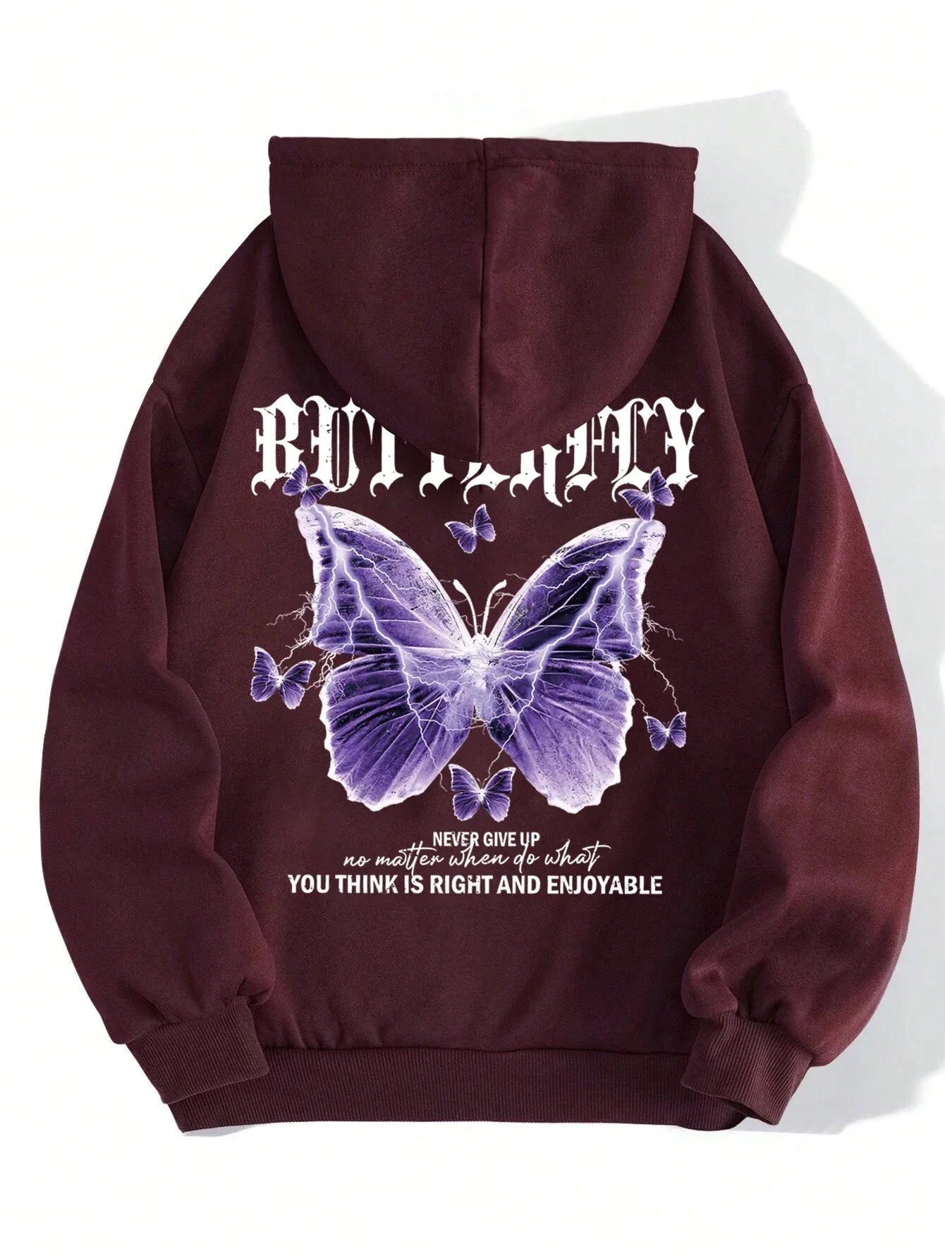 Butterfly Print Fleece Hoodie | Women's Casual Pullover Sweatshirt