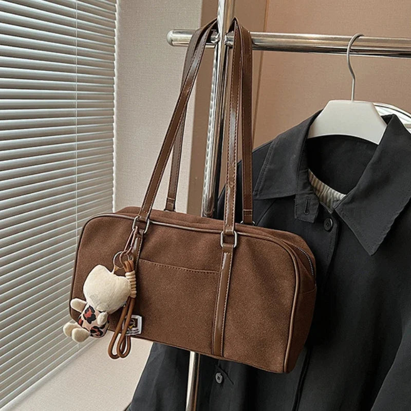 Faux Suede Shoulder Bag