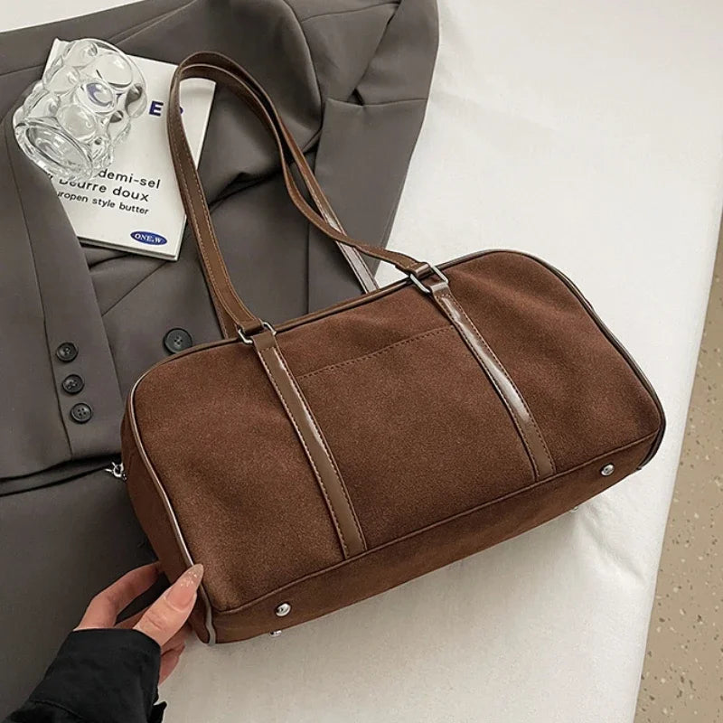 Faux Suede Shoulder Bag