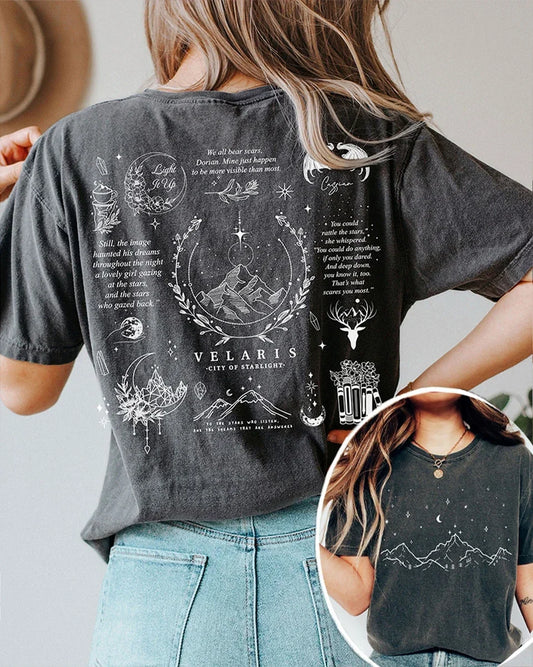 Velaris ACOTAR Fan Graphic Tee | Loose Retro Cotton Shirt for Women