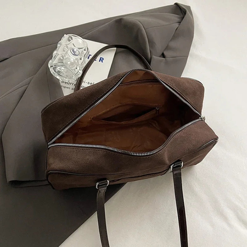 Faux Suede Shoulder Bag