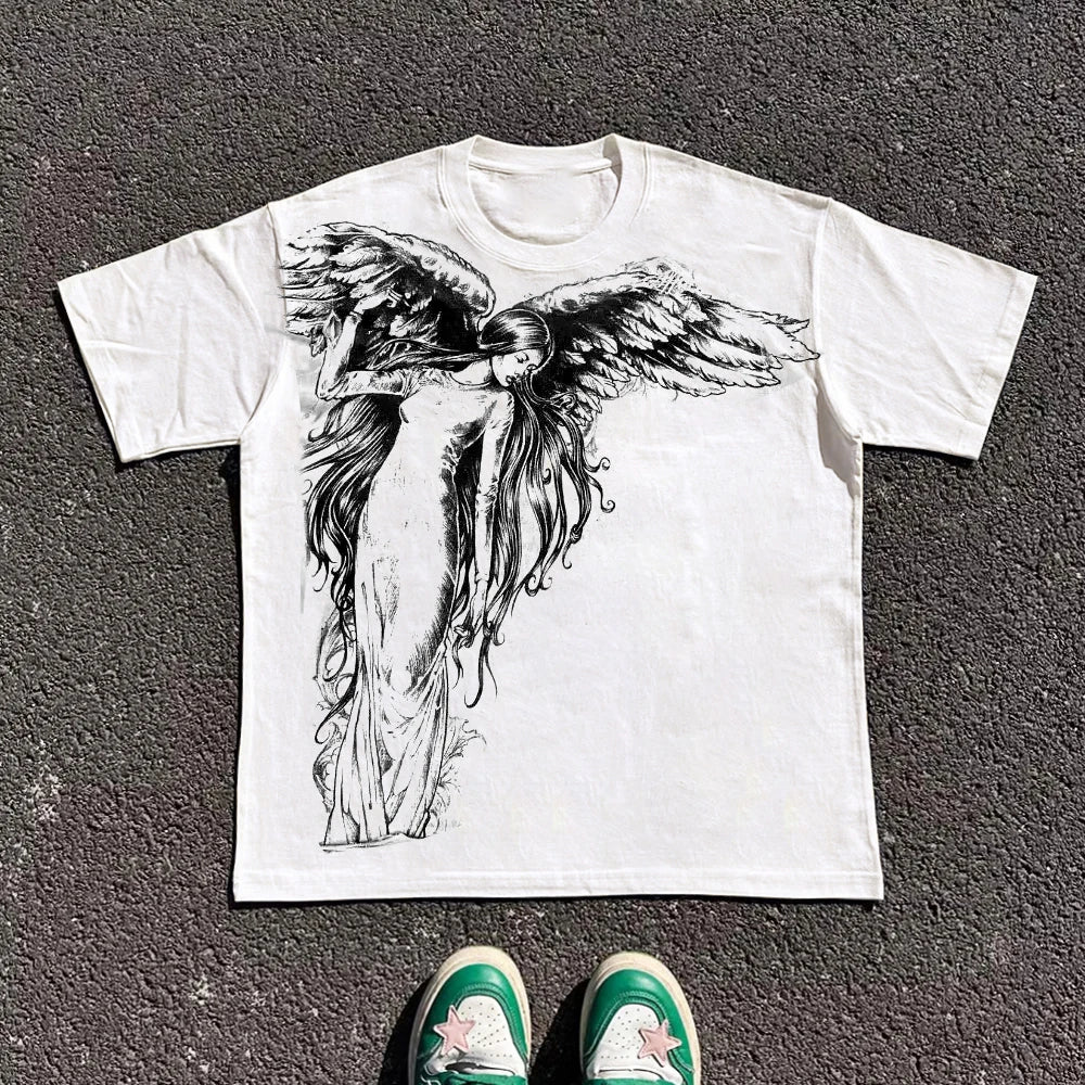 Y2K Gothic Oversized Graphic T-Shirt | Women