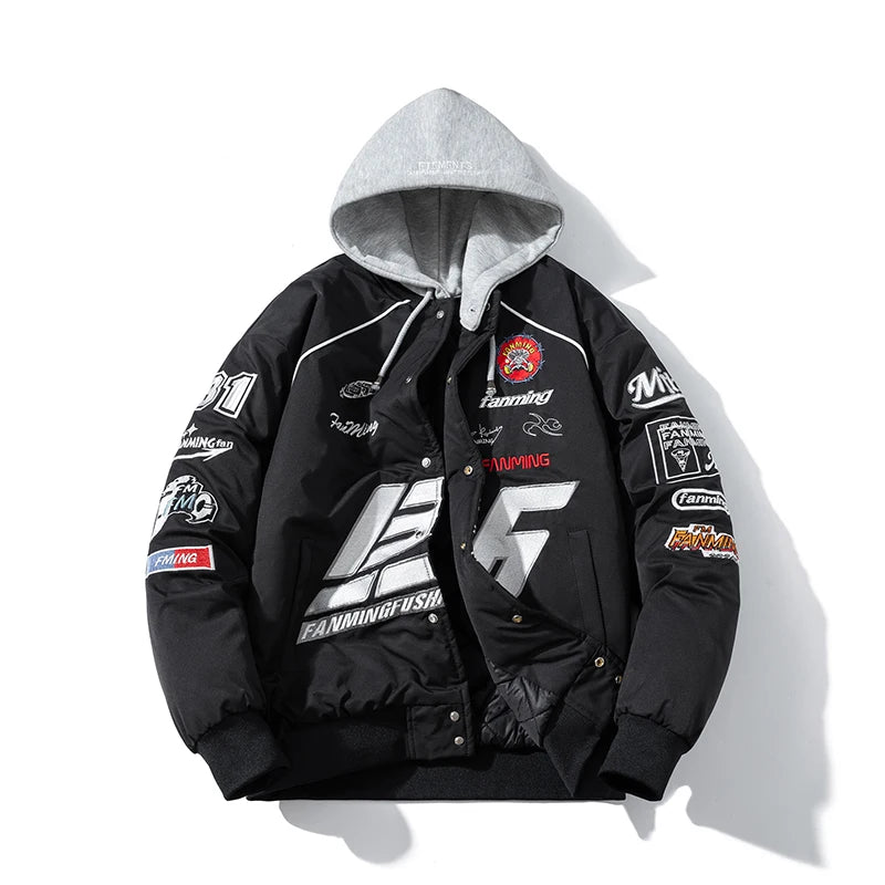 Letter Embroidery Varsity Jacket | men Moto-Style Autumn Winter Coat