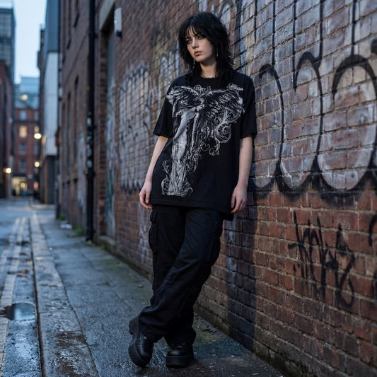 Y2K Gothic Oversized Graphic T-Shirt | Women
