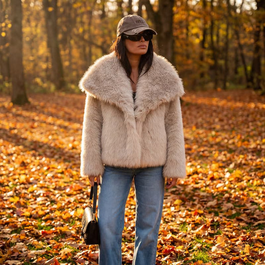 Women's Faux Fur Plush Coat | Fluffy Autumn Winter Jacket